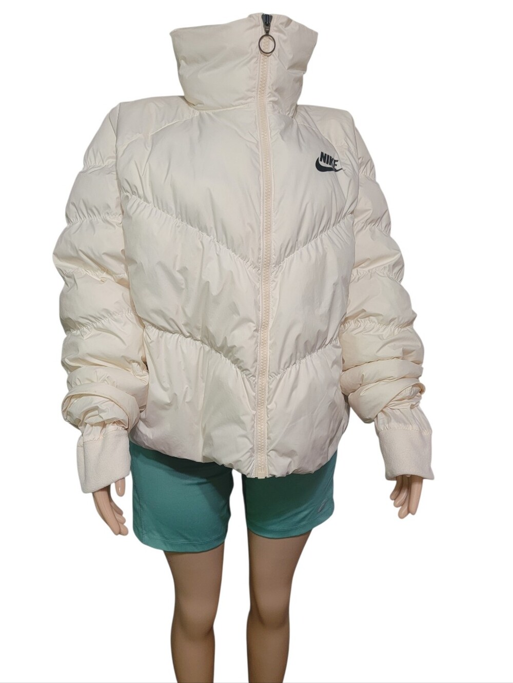 Nike Women's Cream Puffer Jacket - Lightweight Insulated Coat